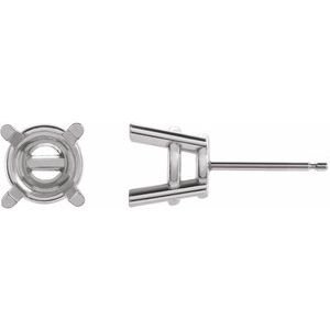 18K Witgoud 7 mm Rond 4-Prong Oorbelmontuur