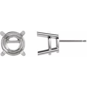 14K Witgoud 9.5 mm Rond 4-Prong Oorbelmontuur