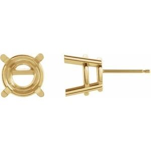 14K Geelgoud 11 mm Rond 4-Prong Oorbelmontuur