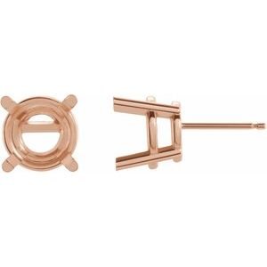 14K Roségoud 7.25 mm Rond 4-Prong Oorbelmontuur