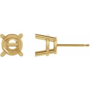 14K Geelgoud 6.5 mm Rond 4-Prong Oorbelmontuur
