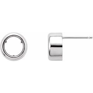 14K Witgoud 4.5 mm Rond Bezel-Set  Oorbelmontuur