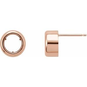 14K Roségoud 6.5 mm Rond Bezel-Set  Oorbelmontuur