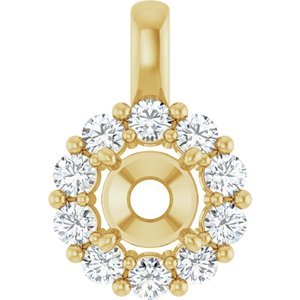 14K Geelgoud 5.8 mm Rond 1/2 CTW Lab-grown Diamant Semi-Gezet Hanger