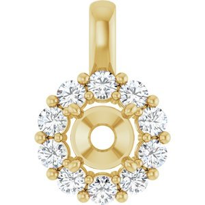 14K Geelgoud 5.2 mm Rond 1/3 CTW Lab-grown Diamant Semi-Gezet Hanger