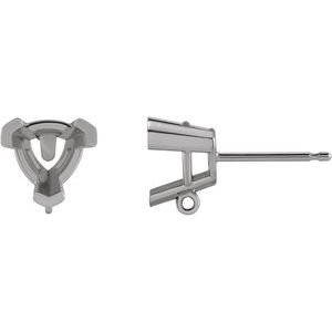 14K Witgoud 6x6x6 mm Trilliant V-End Oorbel Top
