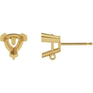 14K Geelgoud 6x6x6 mm Trilliant V-End Oorbel Top