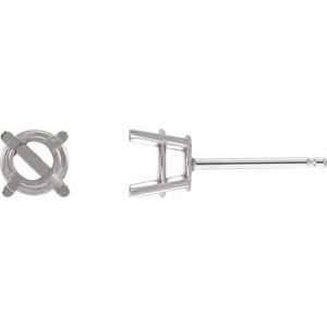 18K Witgoud 7 mm Rond 4-Prong Lichtgewicht Oorbelmontuur
