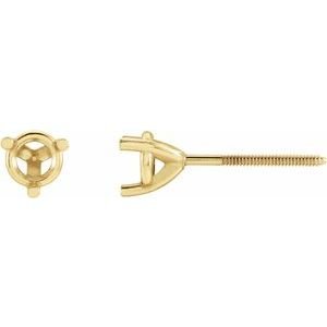 14K Geelgoud 4.6 mm Rond 3-Prong Oorbelmontuur