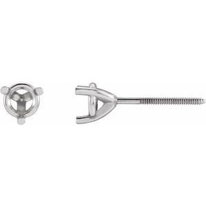 14K Witgoud 4.6 mm Rond 3-Prong Oorbelmontuur