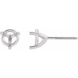 14K Witgoud 6.5 mm Rond 3-Prong Oorbelmontuur