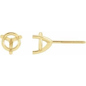 14K Geelgoud 6.5 mm Rond 3-Prong Oorbelmontuur