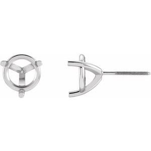 14K Witgoud 9 mm Rond 3-Prong Oorbelmontuur