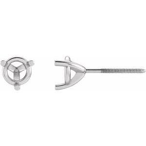 14K Witgoud 5.5 mm Rond 3-Prong Oorbelmontuur