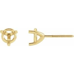 18K Geelgoud 5.2 mm Rond 3-Prong Oorbelmontuur