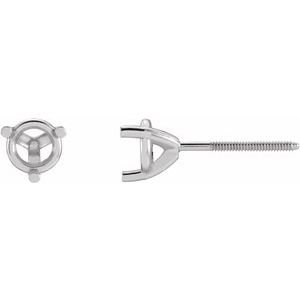 14K Witgoud 5.2 mm Rond 3-Prong Oorbelmontuur
