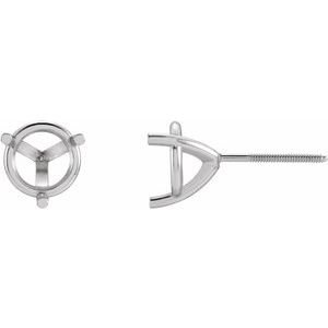 14K Witgoud 8.2 mm Rond 3-Prong Oorbelmontuur