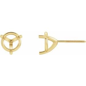 14K Geelgoud 9 mm Rond 3-Prong Oorbelmontuur