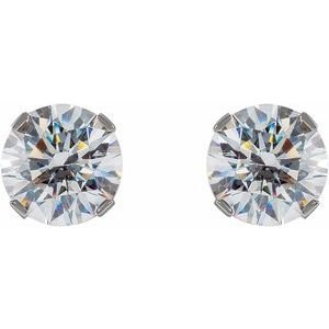 14K Witgoud 5.8 mm Rond 4 Prong Lichtgewicht Oorbelmontuur - Afbeelding 3