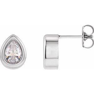 14K Witgoud 8x5 mm Peer Back-Set Bezel Oorbelmontuur - Afbeelding 2