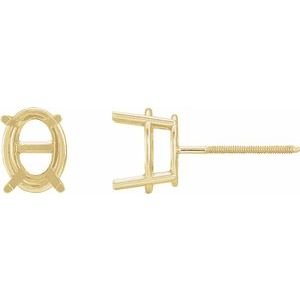 14K Geelgoud 9x7 mm Ovaal 4-Prong Lichtgewicht Oorbelmontuur