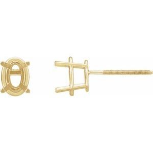 14K Geelgoud 7x5 mm Ovaal 4-Prong Lichtgewicht Oorbelmontuur