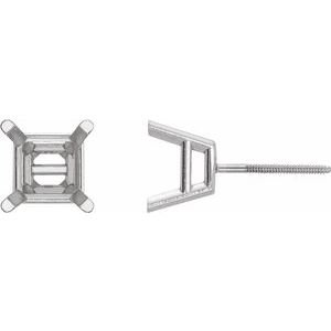 14K Witgoud 8.5 mm Princess 4-Prong Oorbelmontuur