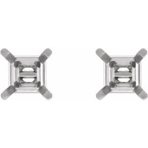 14K Witgoud 6 mm Princess 4-Prong Oorbelmontuur - Afbeelding 2