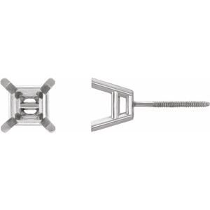 18K Witgoud 5.5 mm Princess 4-Prong Oorbelmontuur