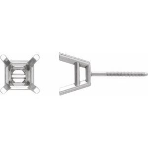 18K Witgoud 6.5 mm Princess 4-Prong Oorbelmontuur