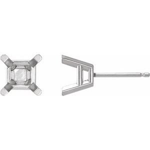 14K Witgoud 8.5 mm Princess 4-Prong Oorbelmontuur