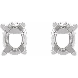 14K Witgoud 6x4 mm Ovaal 4-Prong Lichtgewicht Oorbelmontuur - Afbeelding 2