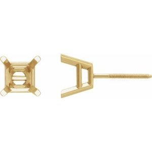 18K Geelgoud 7.5 mm Princess 4-Prong Oorbelmontuur