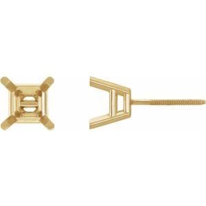 14K Geelgoud 6 mm Princess 4-Prong Oorbelmontuur